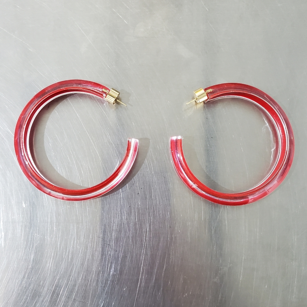 NEW Alison Lou Medium Jelly Hoops - Red
